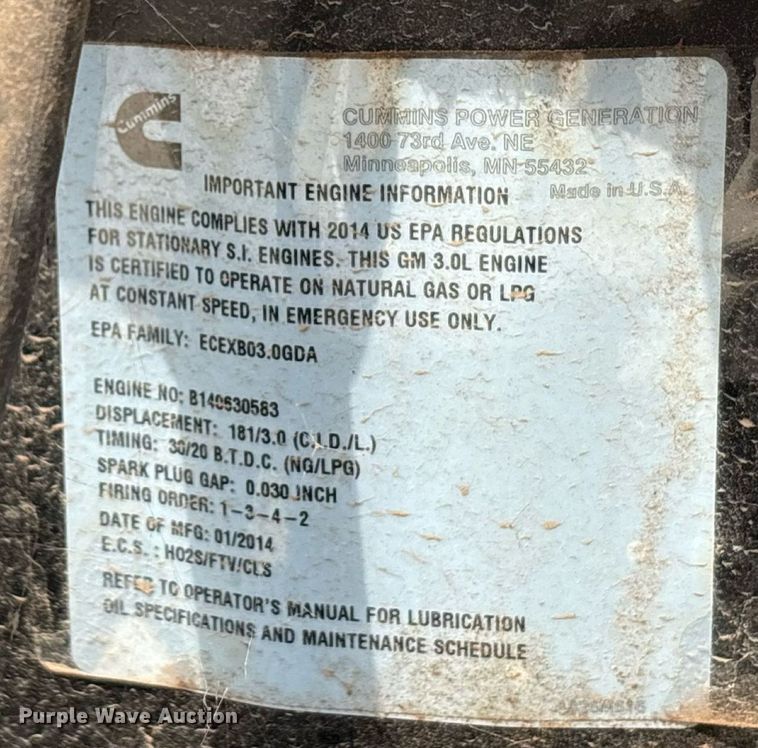 image for item DT6696 Cummins GGMB-1400106 generator