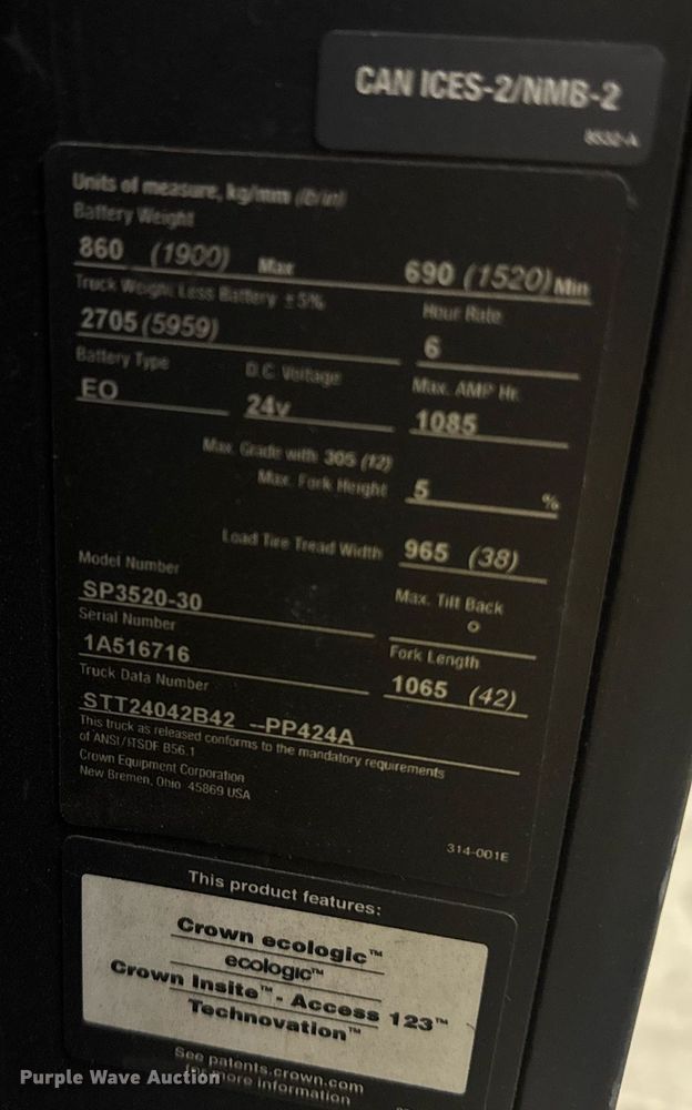 image for item DU7944 2018 Crown SP3520-30 order picker