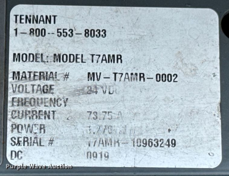 image for item DU9041 2019 Tennant T7AMR floor scrubber