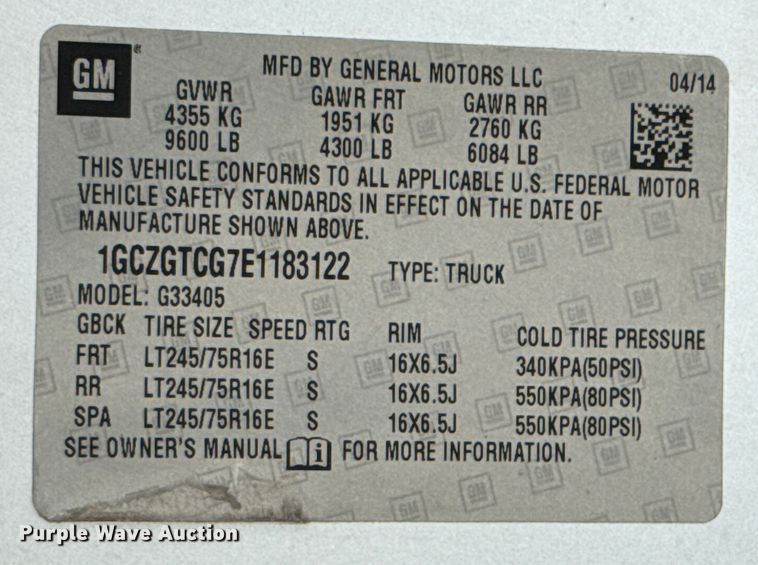 image for item DU9363 2014 Chevrolet Express 3500 van