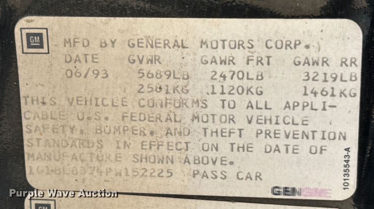 image for item DU9392 1993 Chevrolet Caprice 