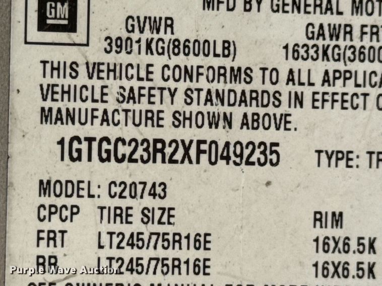 image for item DU9395 1999 GMC Sierra 2500 Crew Cab pickup truck