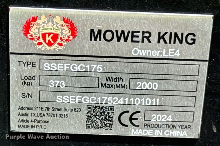 image for item DU9405 2024 Mower King SSEFGC175 skid steer flail mower
