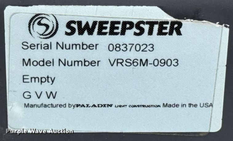 image for item DU9418 Sweepster VRS6M-0903 skid steer sweeper