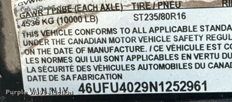 image for item DU9427 2022 Roadclipper MAX210 equipment trailer