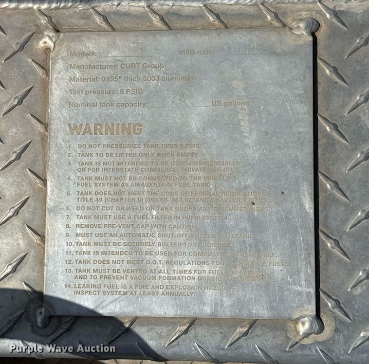 image for item DW5159 2018 Curt Group diesel fuel tank