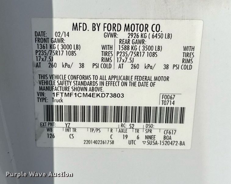 image for item DW5174 2014 Ford F150 pickup truck