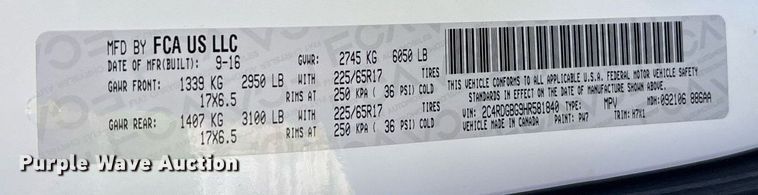 image for item DW7221 2017 Dodge Grand Caravan van