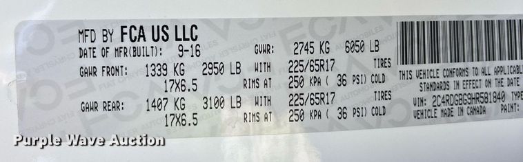 image for item DW7221 2017 Dodge Grand Caravan van