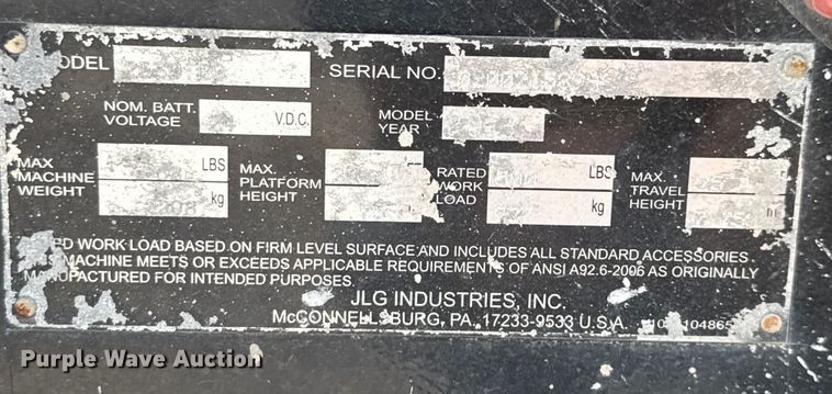 image for item DX5679 2013 JLG 2630ES scissor lift