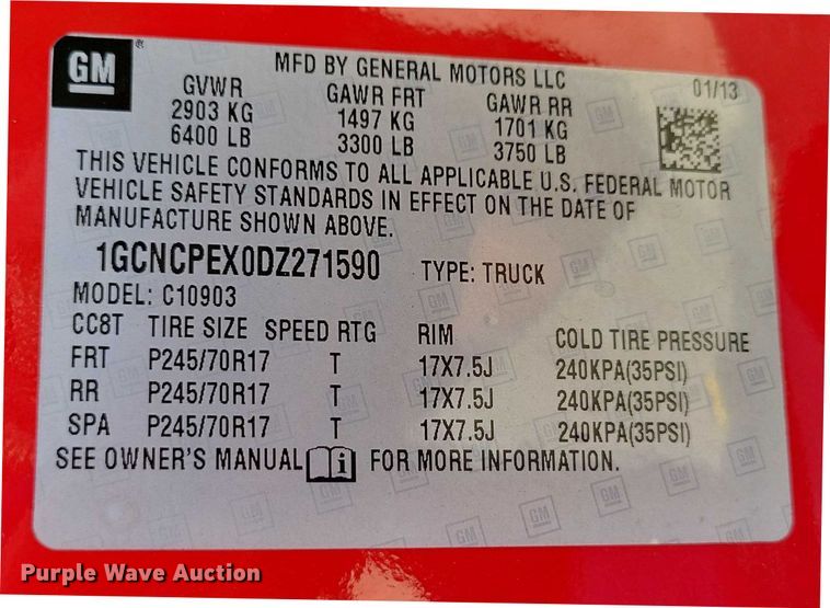 image for item DX7185 2013 Chevrolet Silverado 1500 pickup truck