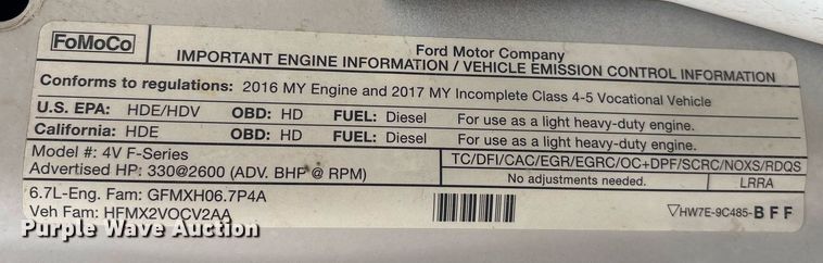 image for item DX8014 2017 Ford F450 Super Duty XL SuperCab truck cab and chassis