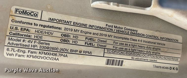 image for item DX8018 2019 Ford F550 Super Duty XL Crew Cab utility / service truck