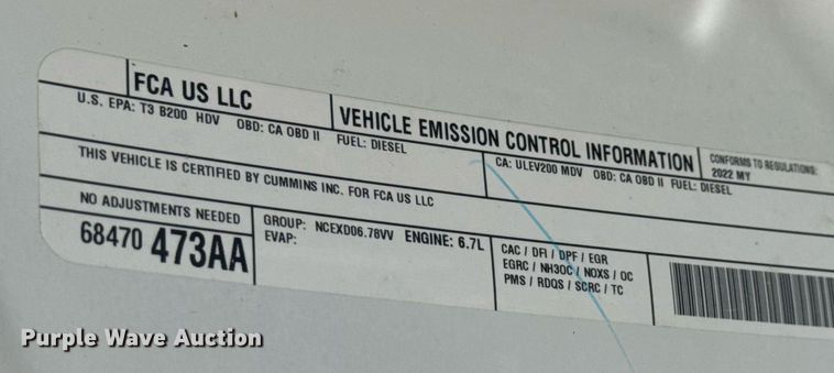 image for item DY0429 2022 Dodge Ram 2500 Big Horn  Crew Cab pickup truck