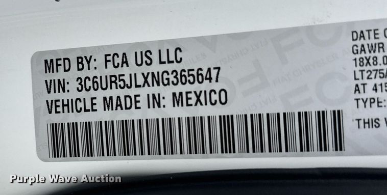 image for item DY0430 2022 Dodge Ram 2500 Big Horn Crew Cab pickup truck