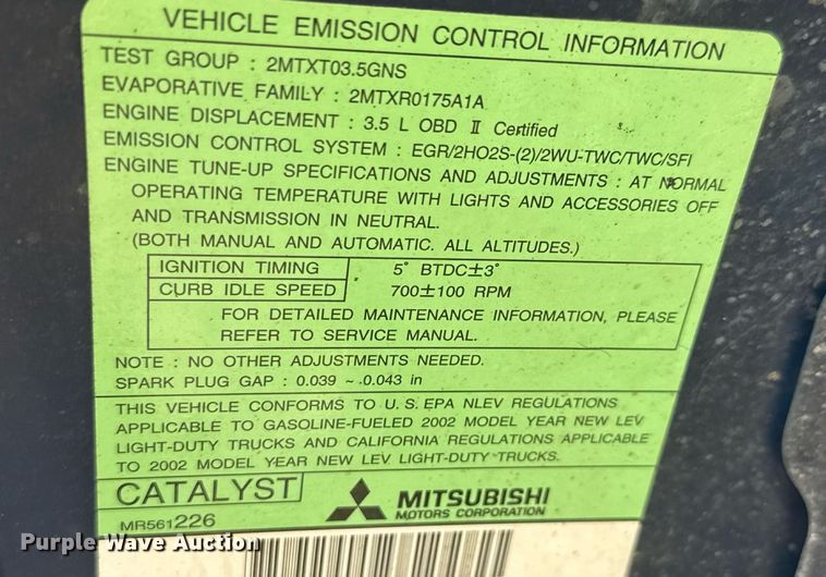 image for item DY0434 2002 Mitsubishi Montero Sport SUV