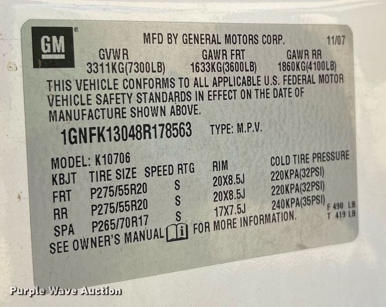 image for item DY0802 2008 Chevrolet Tahoe SUV