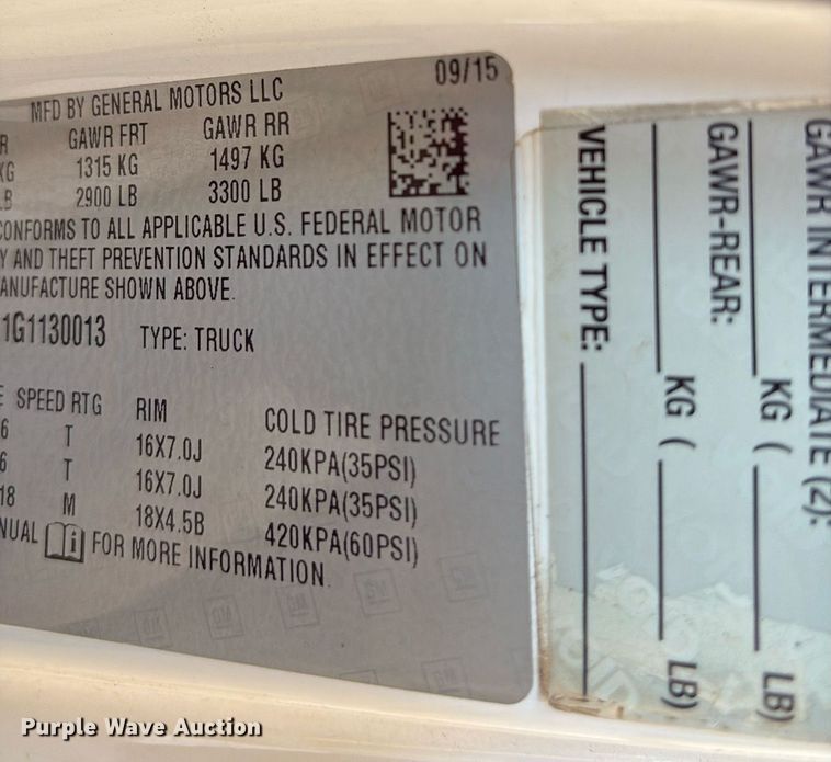 image for item DY0859 2016 Chevrolet Colorado Ext. Cab pickup truck