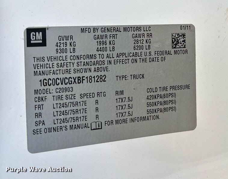 image for item DY0866 2011 Chevrolet Silverado 2500HD pickup truck