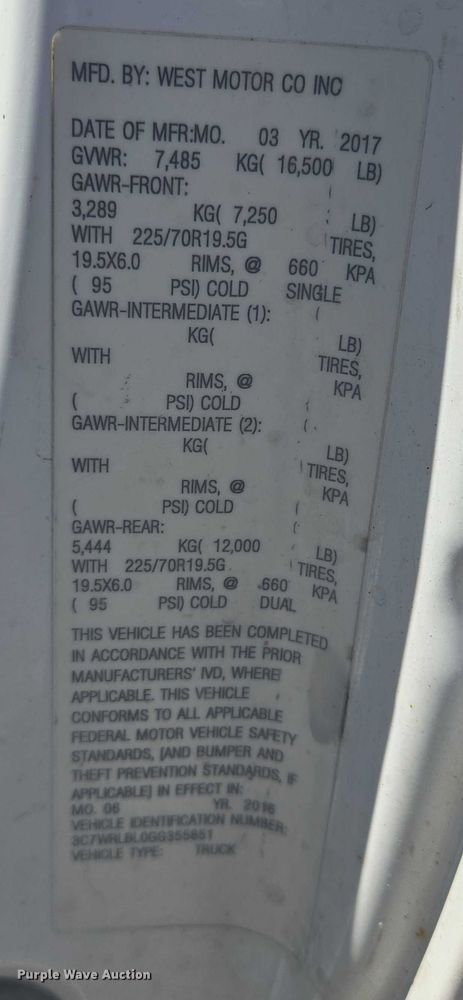 image for item DY0972 2016 Dodge Ram 4500 flatbed truck