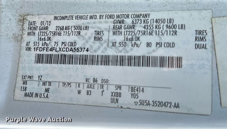 image for item EB2805 2012 Ford E450 Super Duty shuttle bus