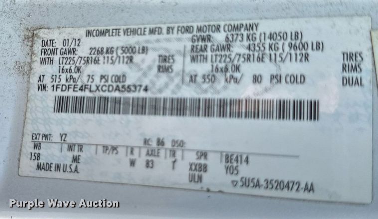 image for item EB2805 2012 Ford E450 Super Duty shuttle bus