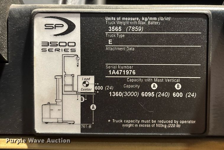 image for item EC3766 2016 Crown SP3520-30 order picker