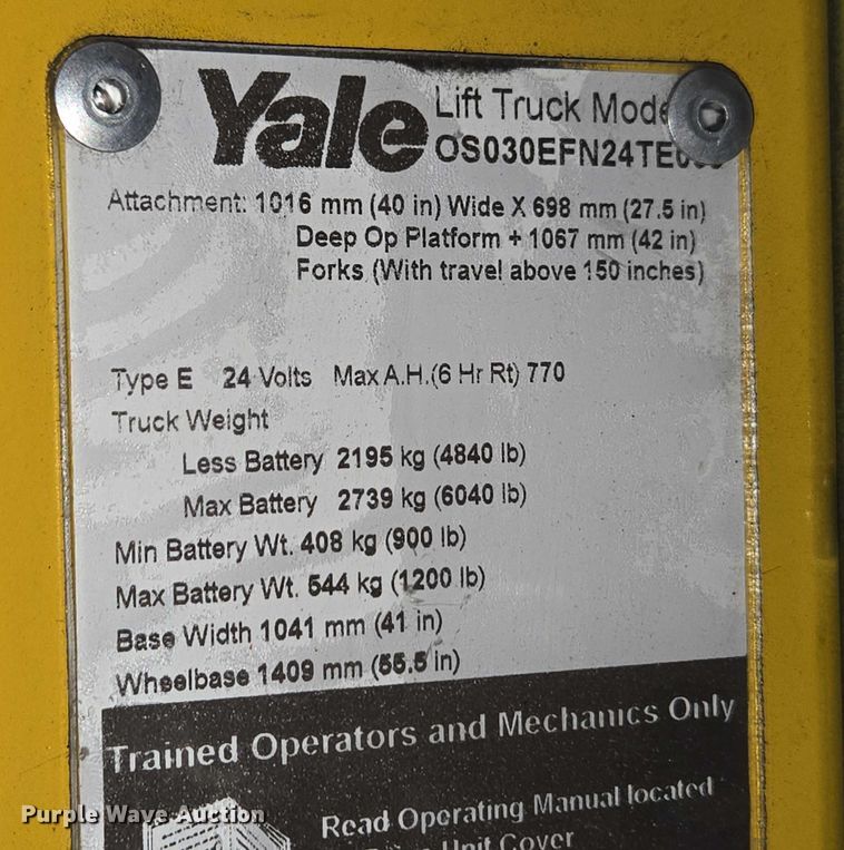 image for item EC4278 2016 Yale OS030EF order picker