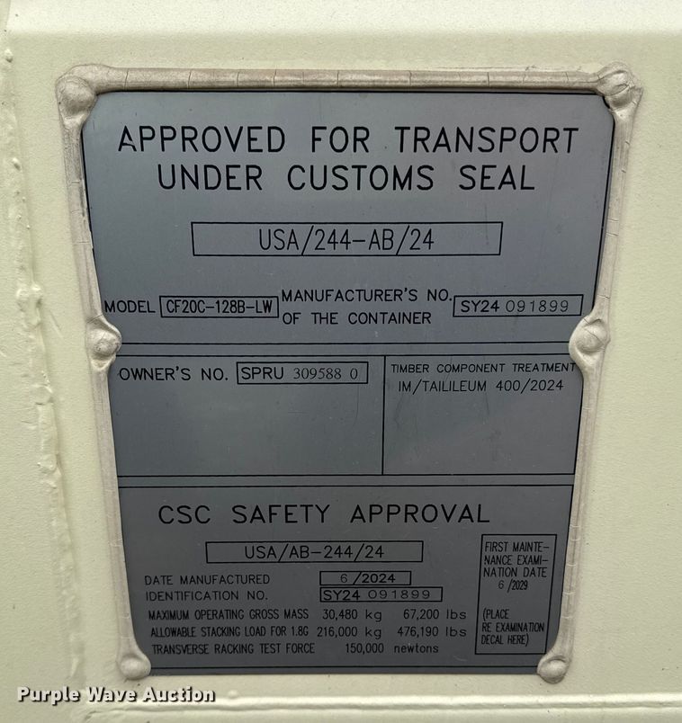 image for item ED4407 2024 20' L shipping container