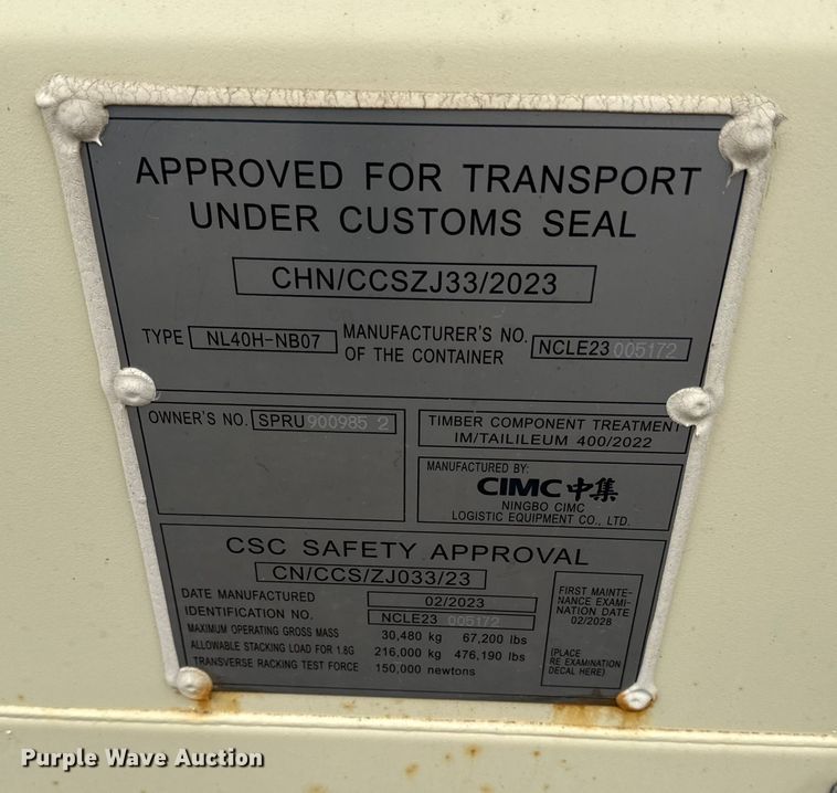 image for item ED4408 2023 CIMC 40' L shipping container 