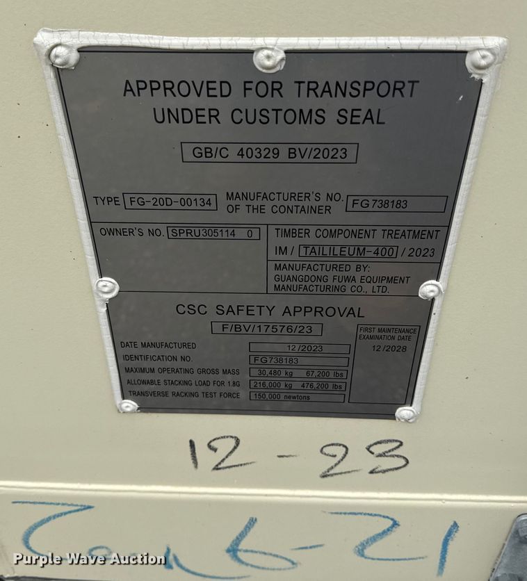 image for item ED4409 2024 20' shipping container