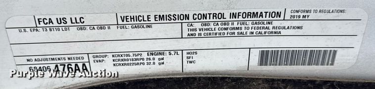 image for item ED5775 2019 Dodge Ram 1500 Quad Cab pickup truck