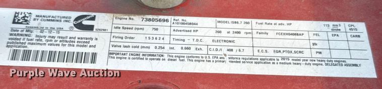 image for item ED5802 2016 Autocar refuse truck