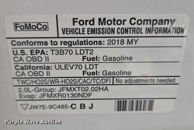 image for item EF1810 2018 Ford Escape SUV