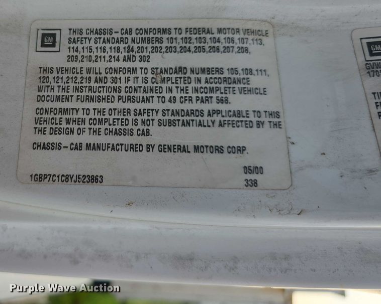 image for item EF3635 2000 Chevrolet T6500 bucket truck