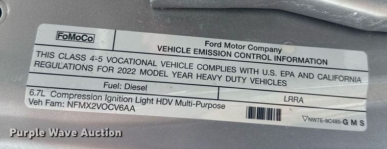 image for item EG1020 2022 Ford F550 Super Duty truck cab and chassis