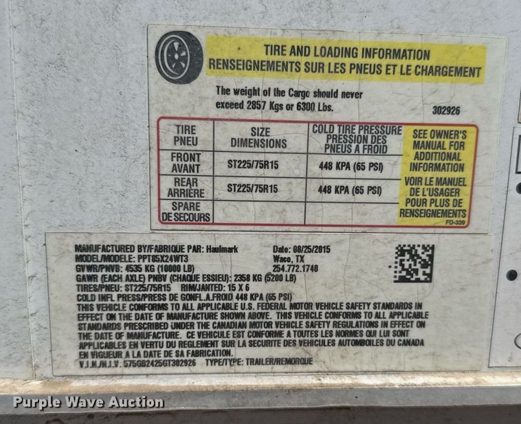 image for item EG6201 2016 Haulmark PPT85X24WT3 enclosed cargo trailer