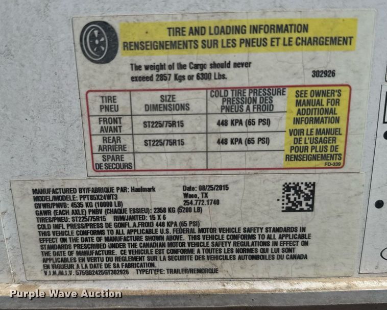 image for item EG6201 2016 Haulmark PPT85X24WT3 enclosed cargo trailer