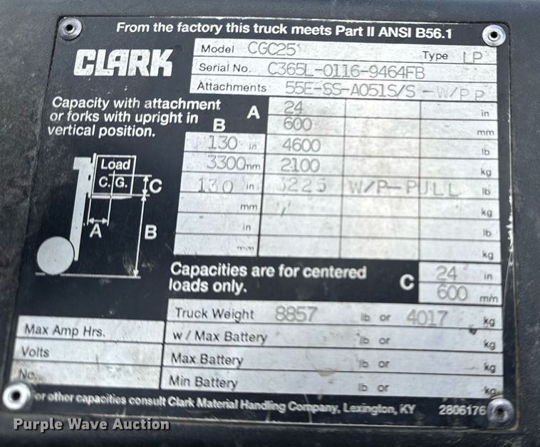 image for item EG8150 1997 Clark CGC25 forklift