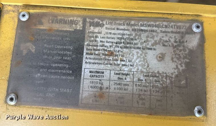 image for item EG8151 2025 Yale MSW040LCN24TV072 pallet jack