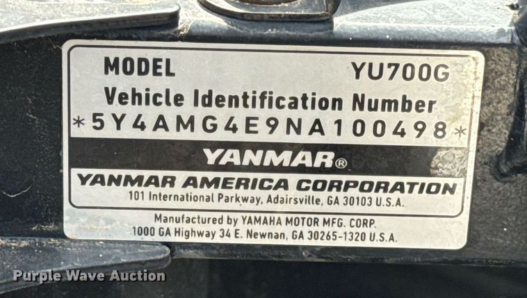 image for item EJ4684 2022 Yanmar YU700G utility vehicle