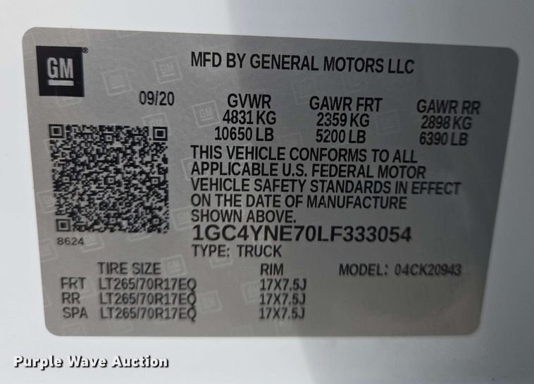 image for item EJ7546 2020 Chevrolet Silverado 2500HD Crew Cab pickup truck