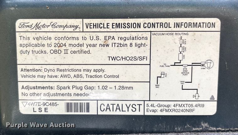 image for item EJ7626 2004 Ford F150 XLT SuperCab pickup truck