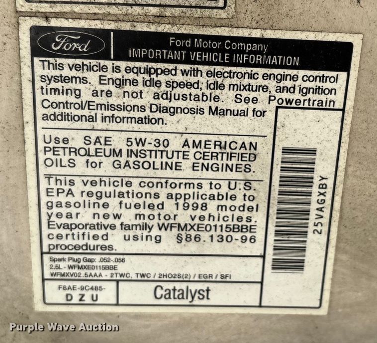 image for item EJ7628 1998 Mercury Mystique LS 