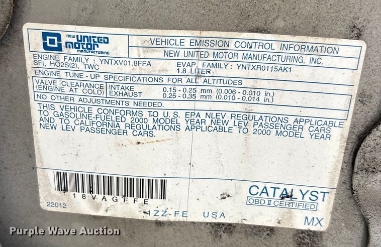 image for item EJ7629 2000 Chevrolet Prizm LSI 