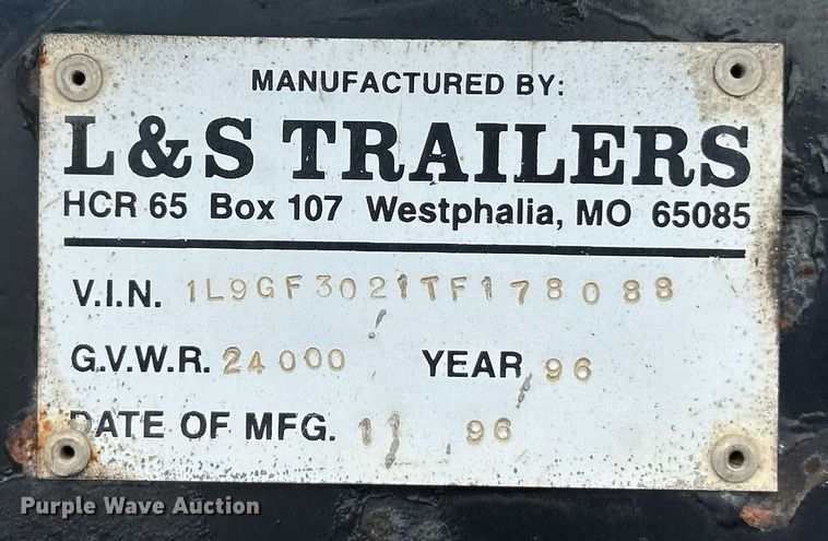 image for item EK8383 1996 L&S Trailers equipment trailer
