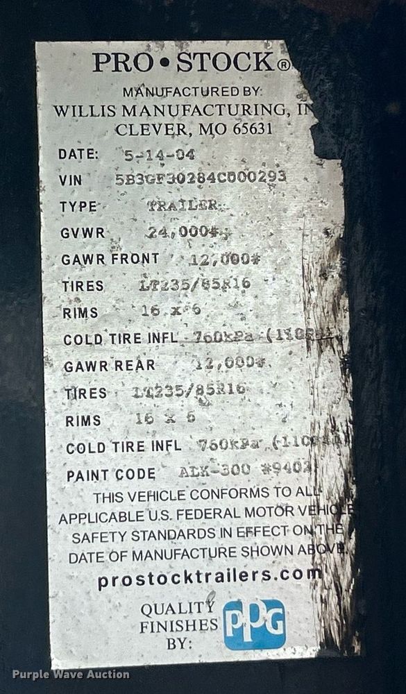 image for item EK8384 2004 Pro Stock equipment trailer