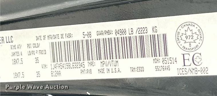 image for item EK8412 2008 Jeep Wrangler Sahara SUV