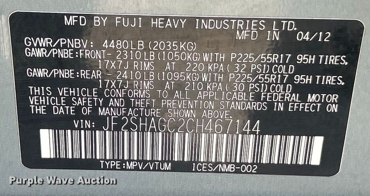 image for item EK8415 2012 Subaru Forester SUV