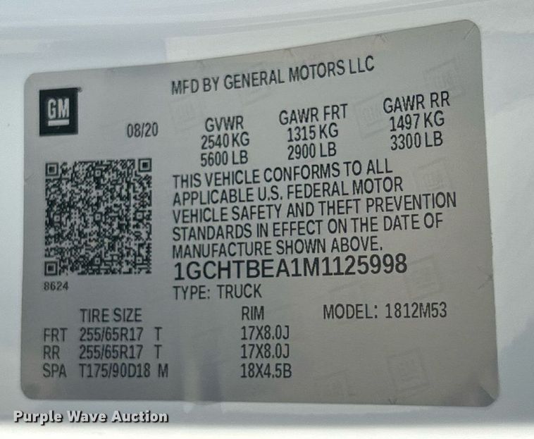 image for item EK8419 2021 Chevrolet Colorado Ext. Cab pickup truck